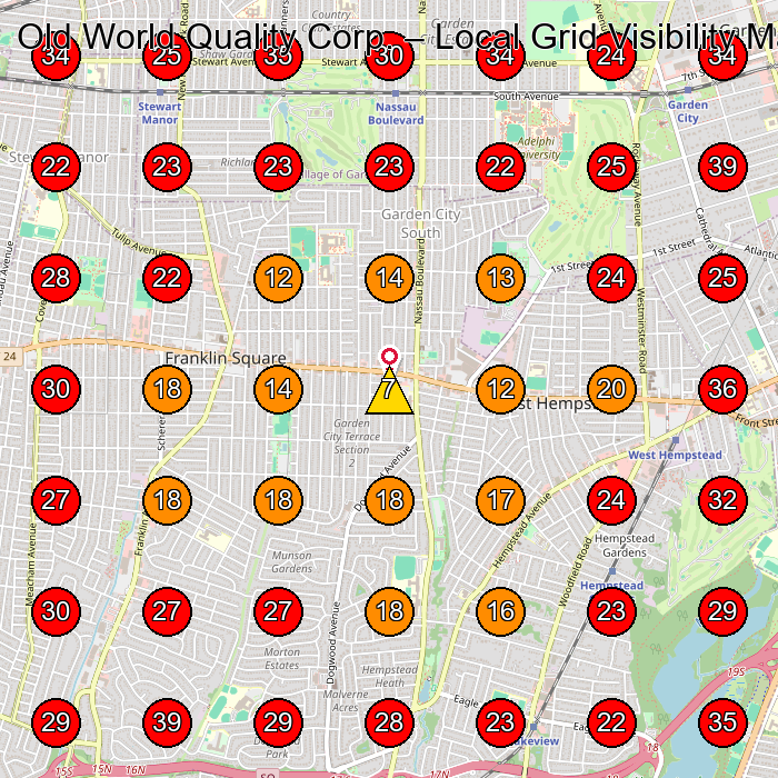 Old World Quality Corp. GeoGrid visibility map for General Contractor in West Hempstead